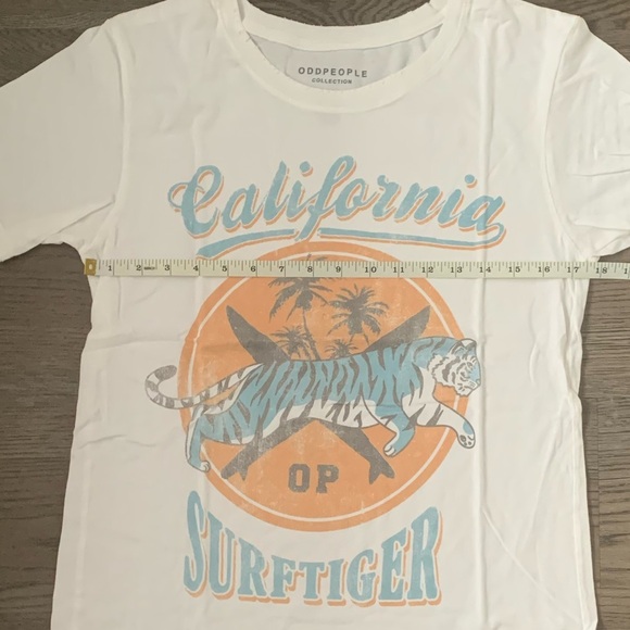 Recycled Karma California Surftiger‎ Boyfriend Tee - Size S - White - NWOT - Picture 6 of 9